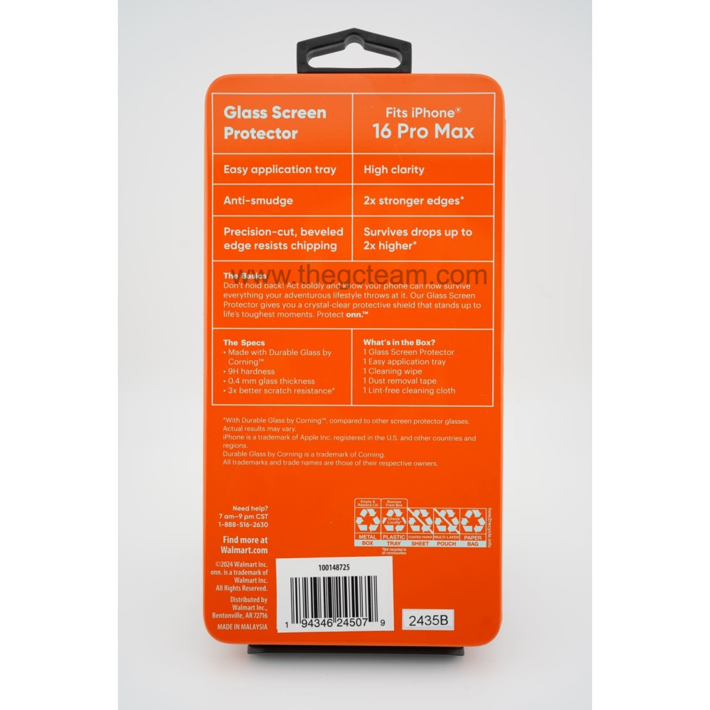 Protect Onn - iPhone 16 Pro Max Tempered Glass Screen Protector